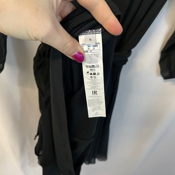 Intimissimi Black Off Shoulder Black Sheer Knee Length Romantic Dress Small - Picture 6 of 6